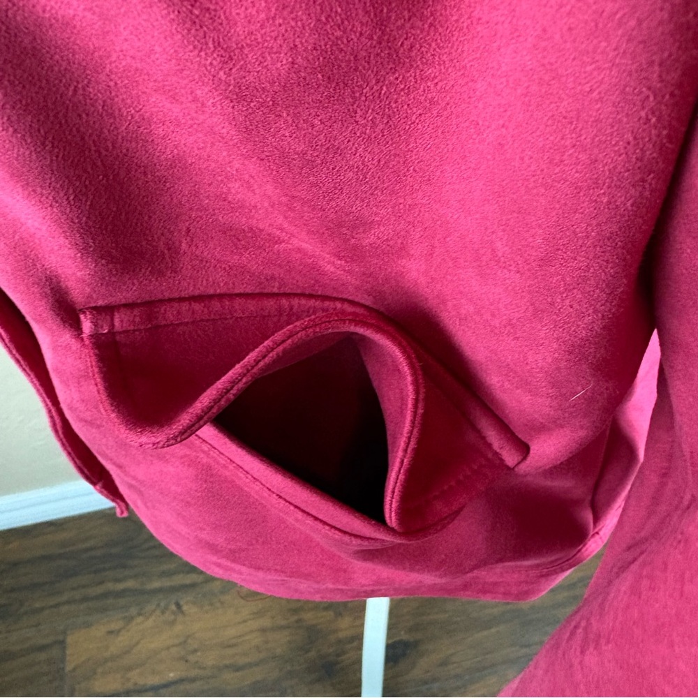 Chicos Pink Faux Suede Jacket Women’s size 1 Medium - Picture 6 of 12